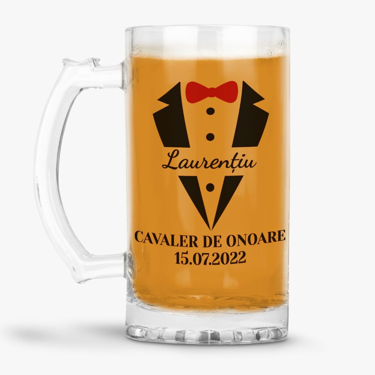 Chope à bière personnalisée avec inscription - Chevalier