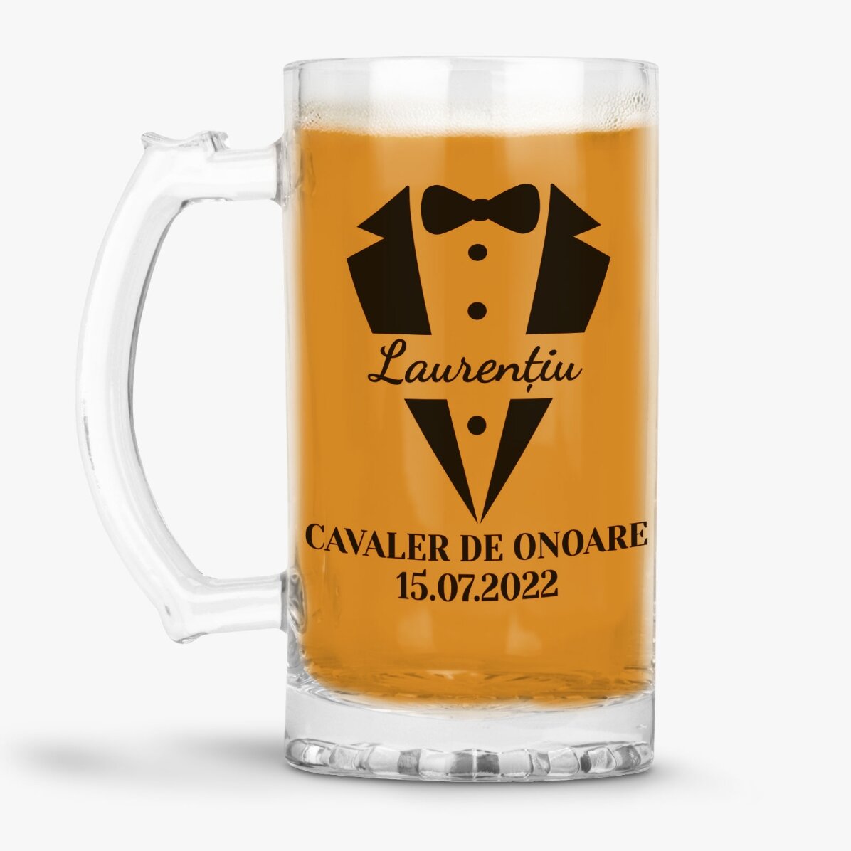 Chope à bière personnalisée avec inscription - Chevalier