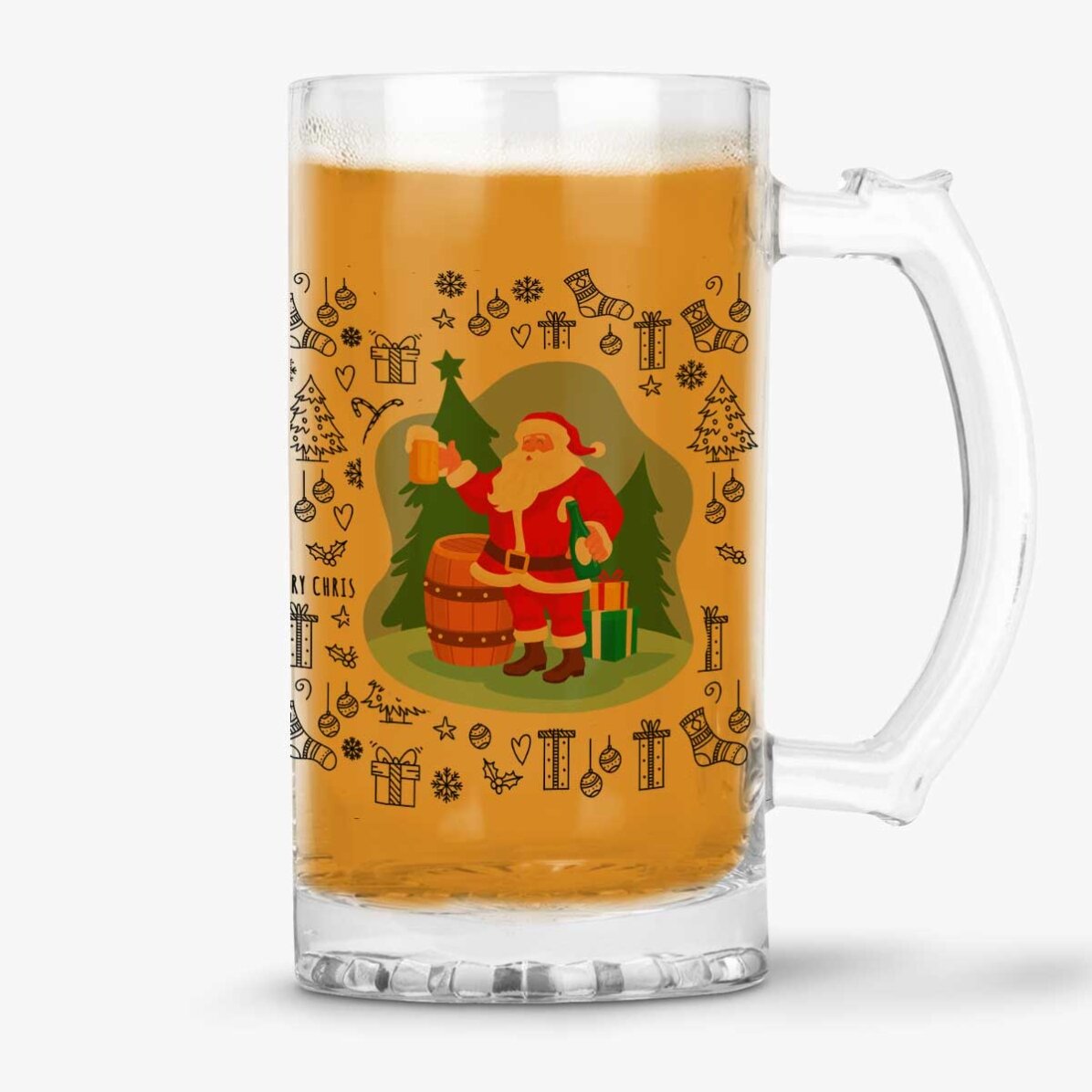 Chope à bière personnalisée avec un message de Noël - Ho Ho Hold My Beer