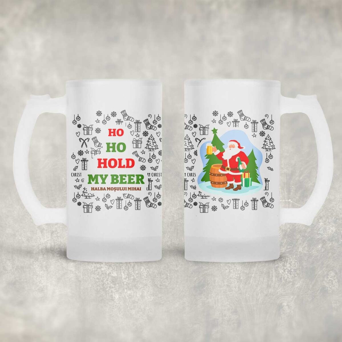Chope à bière personnalisée avec un message de Noël - Ho Ho Hold My Beer