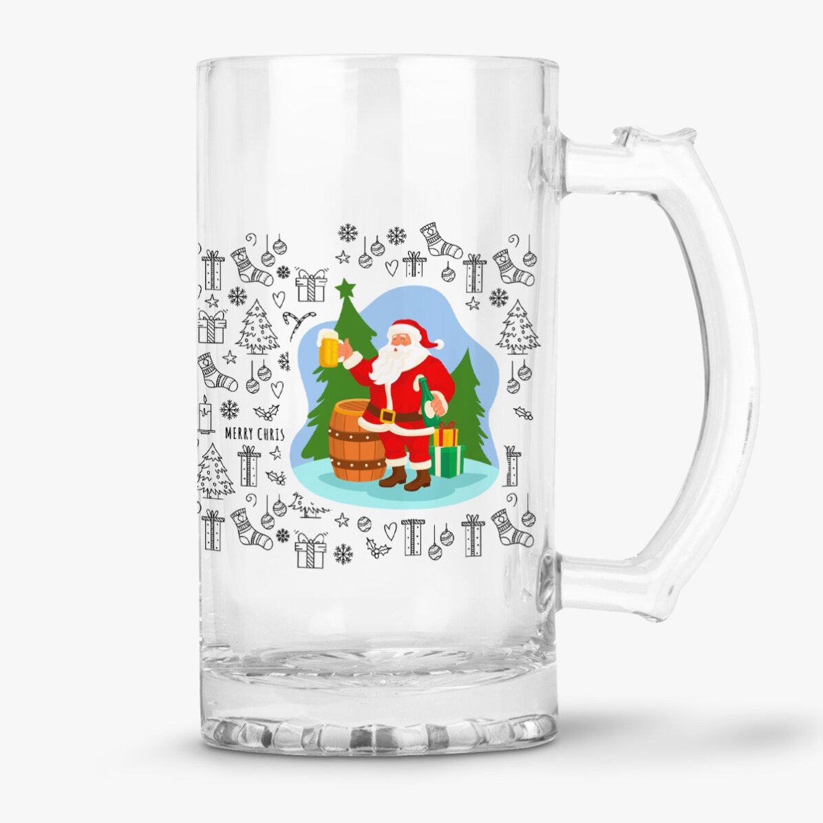 Chope à bière personnalisée avec un message de Noël - Ho Ho Hold My Beer