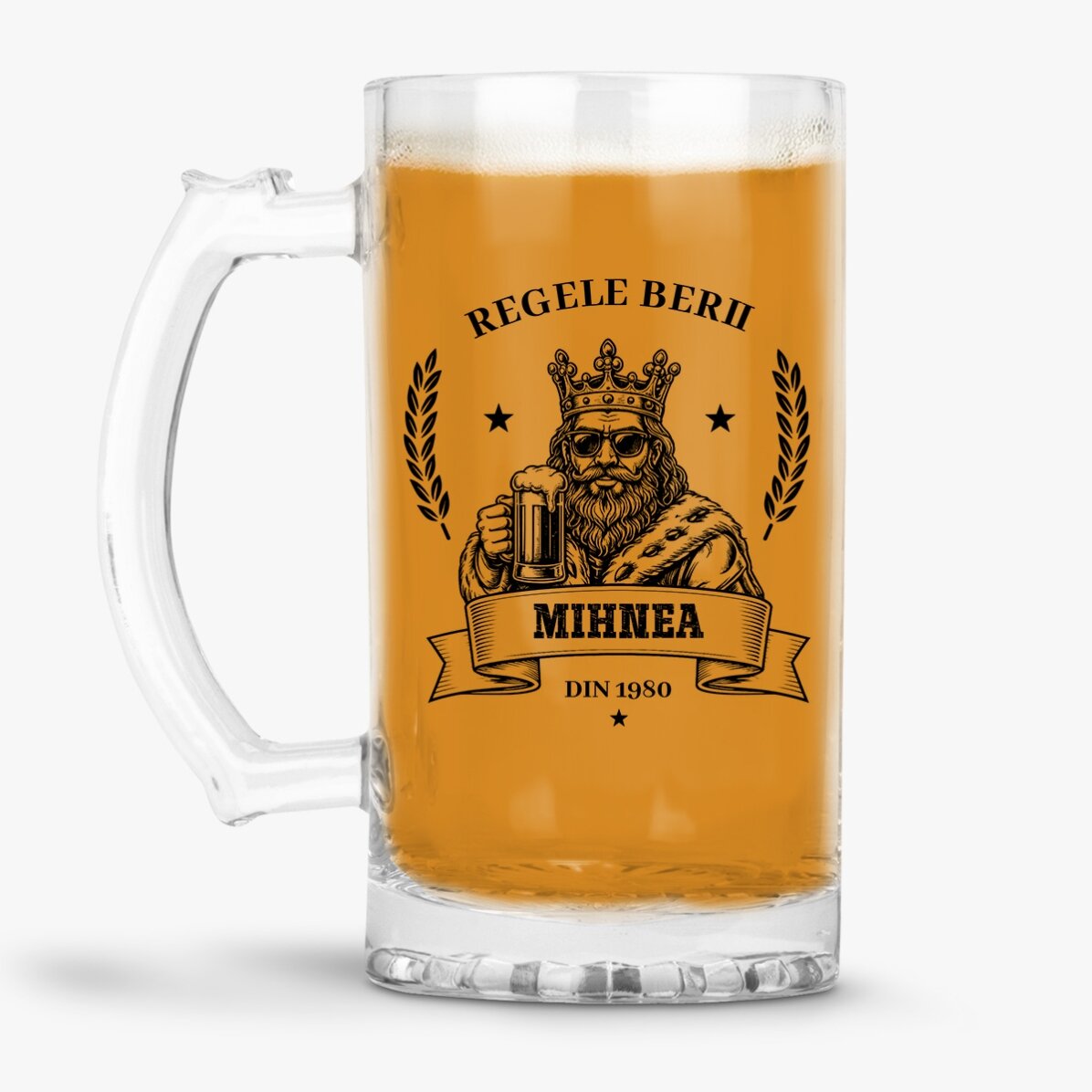 Chope à bière personnalisée avec inscription - Le roi de la bière