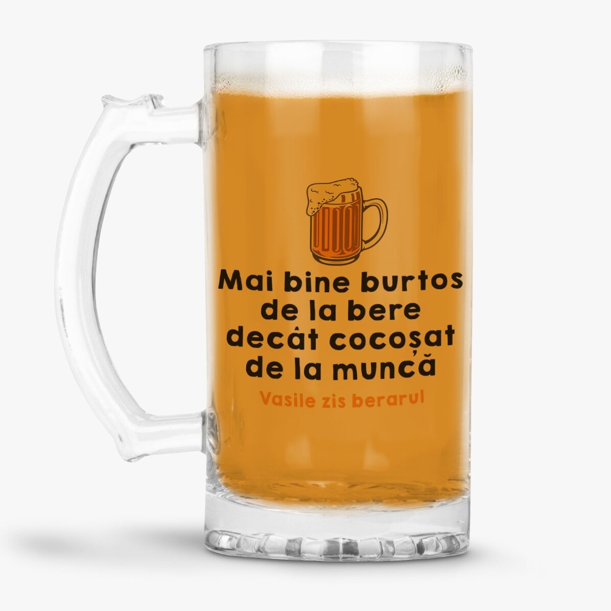 Chope à bière personnalisée avec un texte