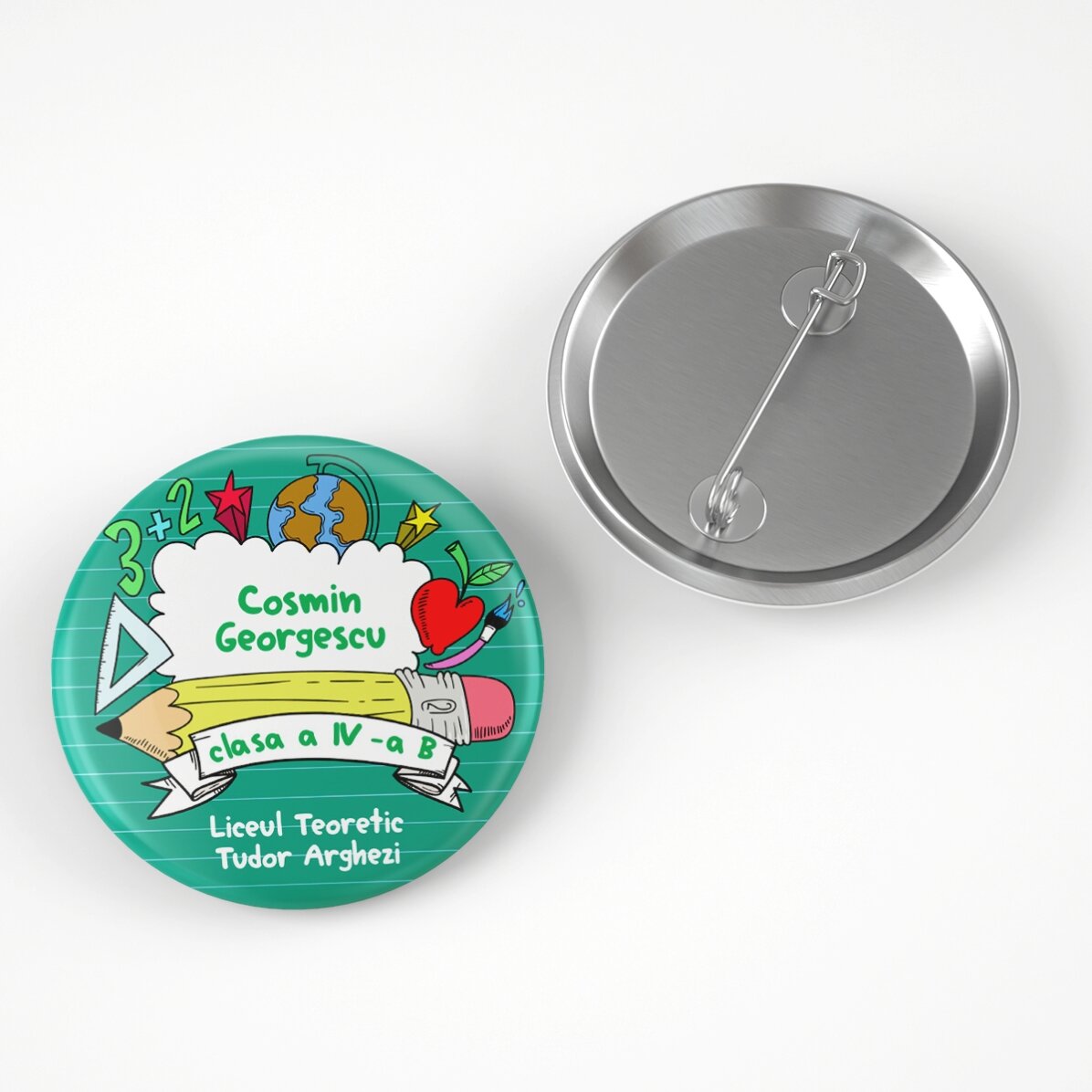 Badge personnalisé avec nom et texte - School time