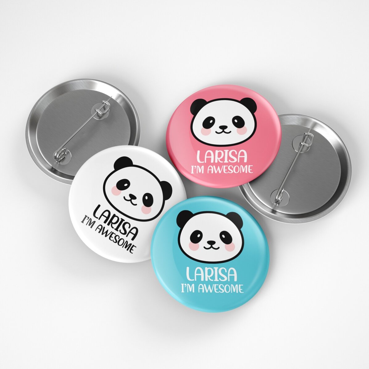 Insigne personnalisé avec texte - Panda