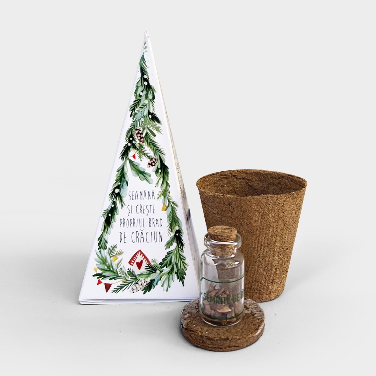 Kit de plantation de sapin personnalisé avec logo et message - Joyeuses fêtes !