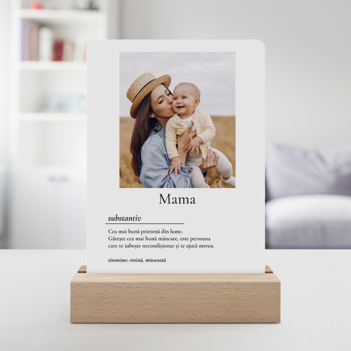Lampe de veille LED personnalisée avec une photo et un message