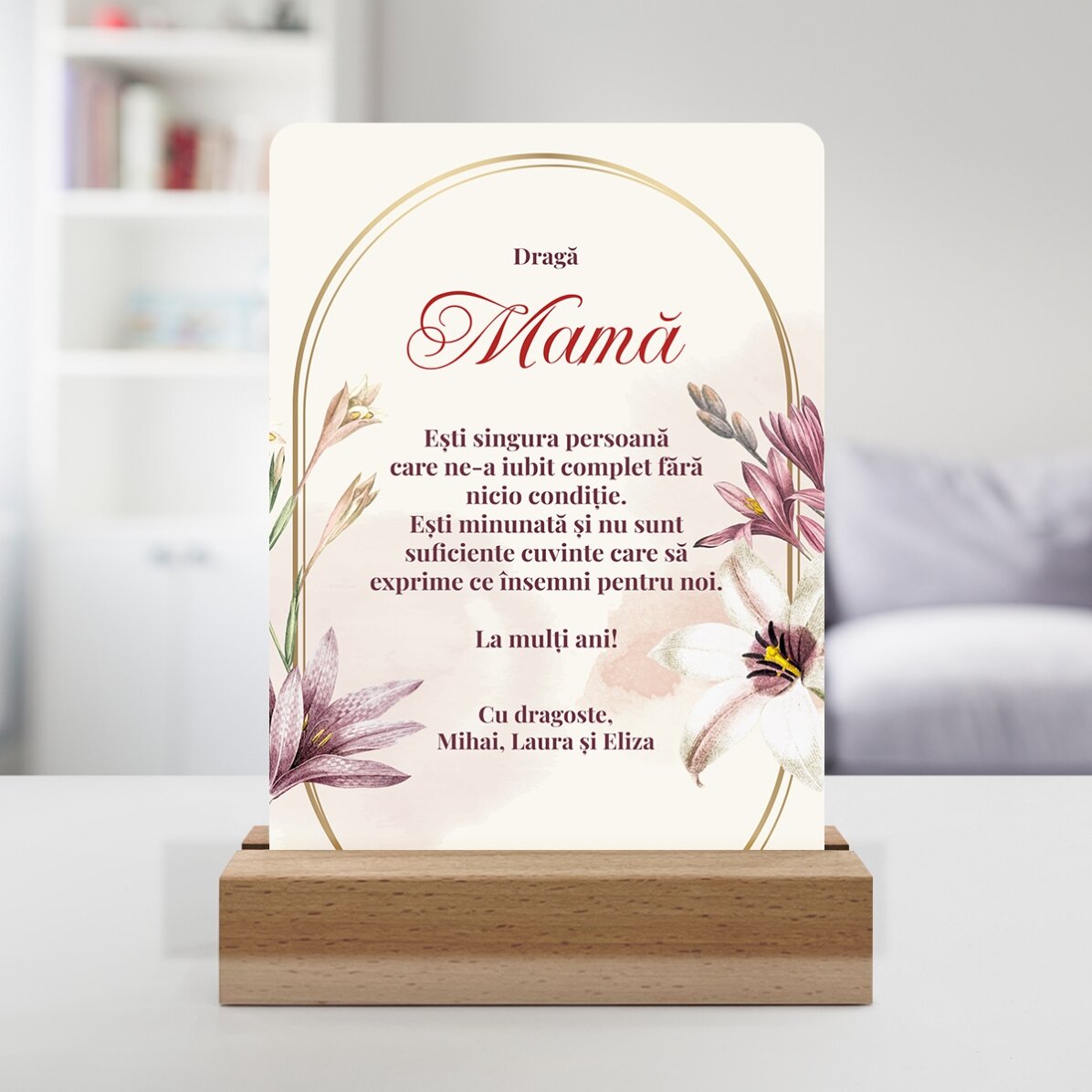 Lampe de veille LED personnalisée avec un message pour maman