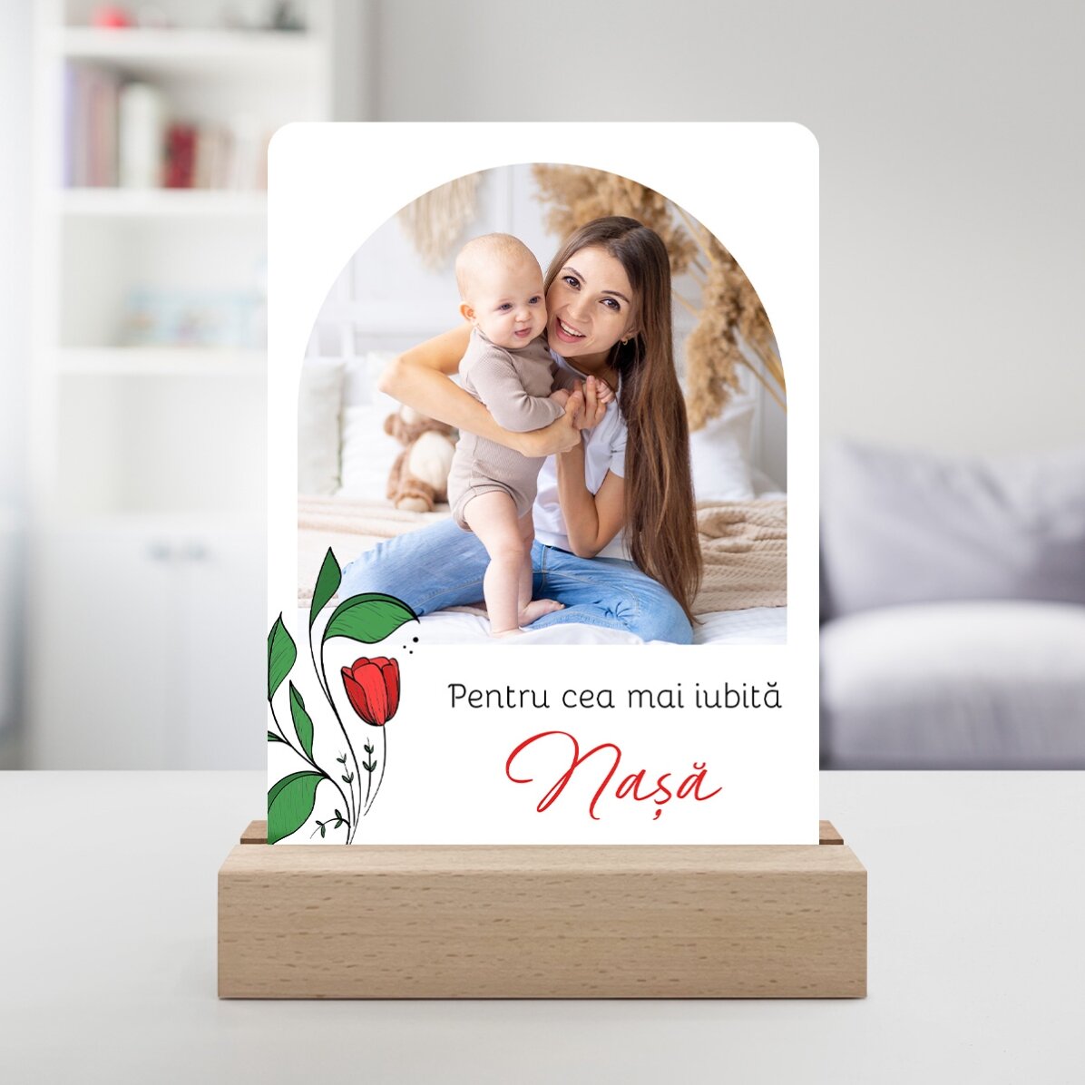 Lampe de veille LED personnalisée avec une photo et un texte - Un souvenir précieux