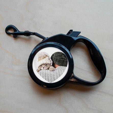 Laisse pour chien personnalisée avec une photo en forme de cœur et un texte