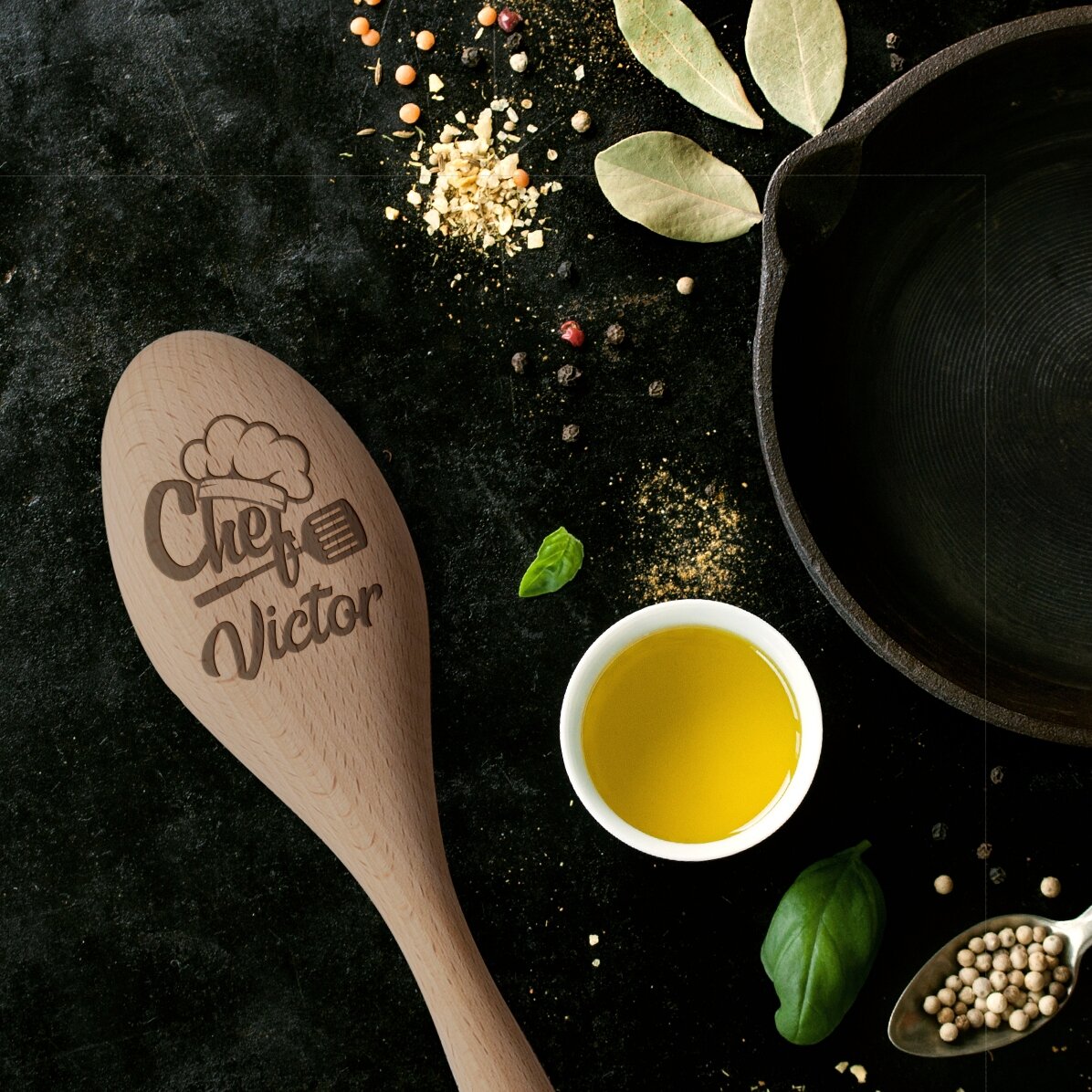 Cuillère en bois personnalisée - Cuisinier