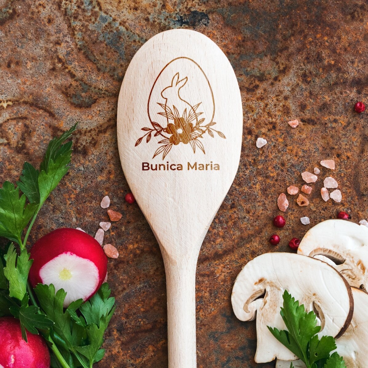Cuillère en bois personnalisée - Lapin de Pâques