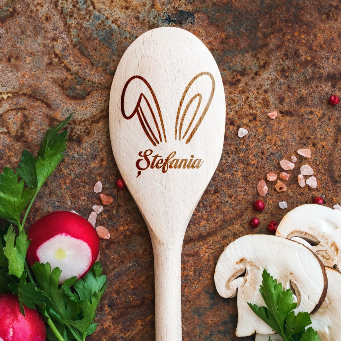 Cuillère en bois personnalisée - Bunny Ears
