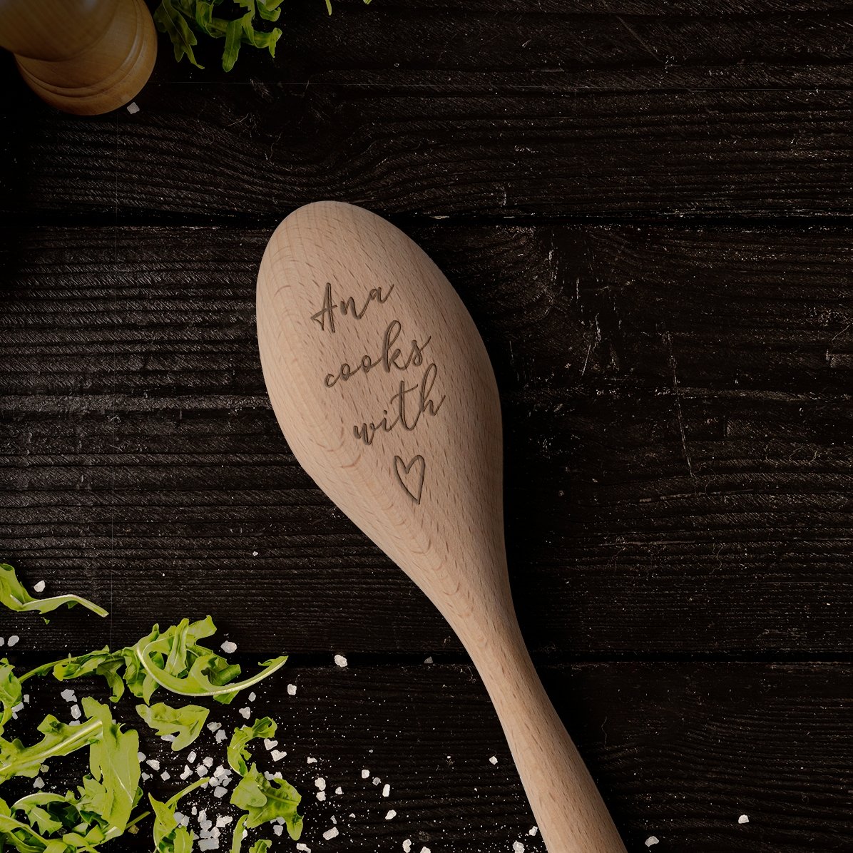 Cuillère en bois personnalisée - Cook with love