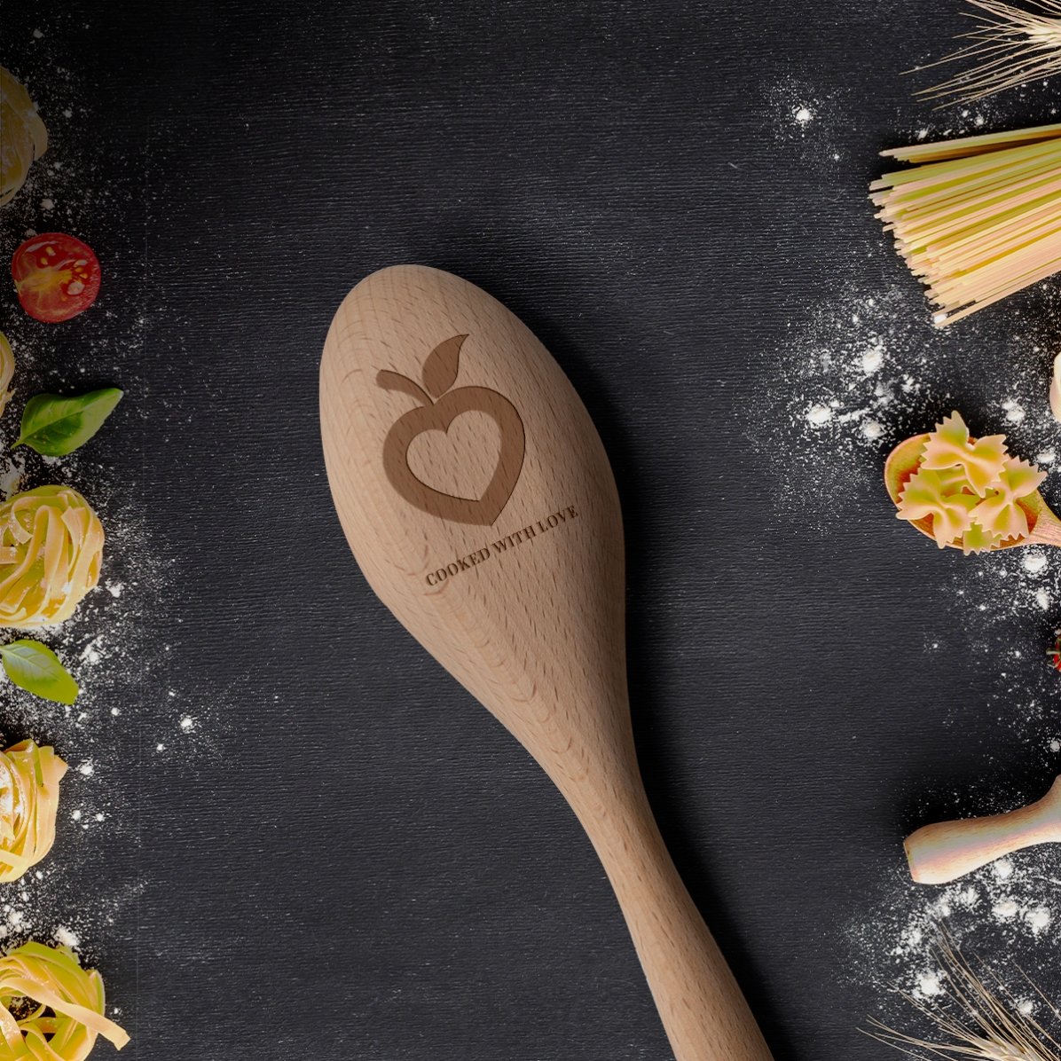 Cuillère en bois personnalisée - Cooked with love