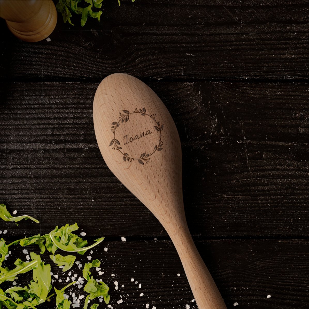 Cuillère en bois personnalisée - motif floral