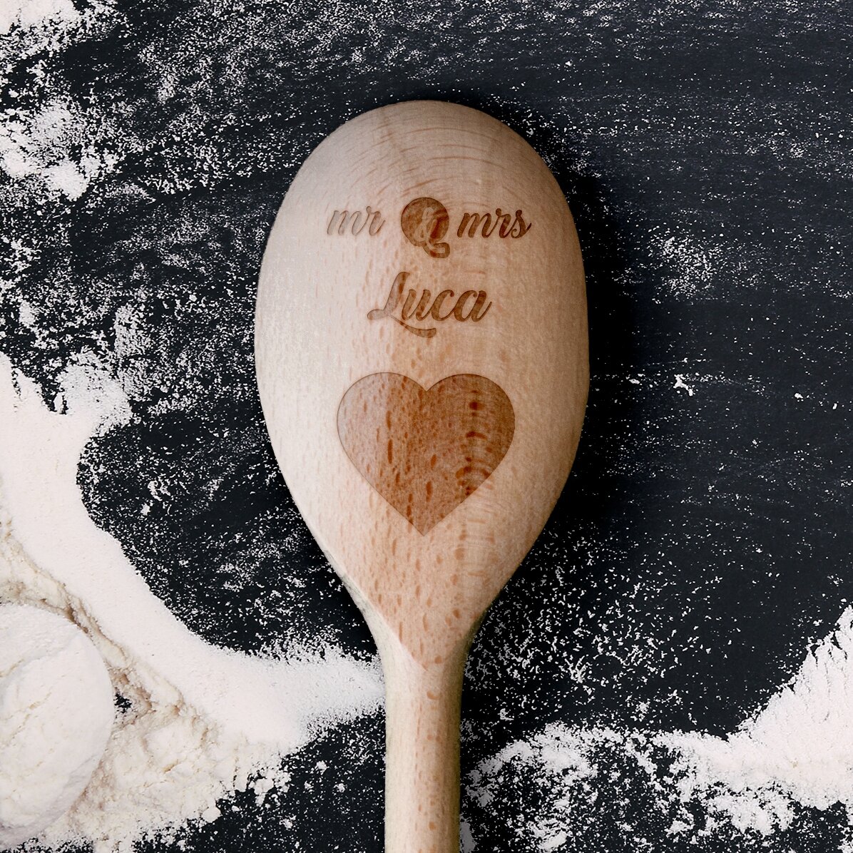 Cuillère en bois personnalisée - Mr & Mrs