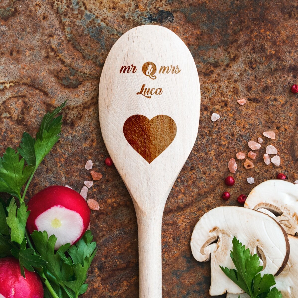 Cuillère en bois personnalisée - Mr & Mrs