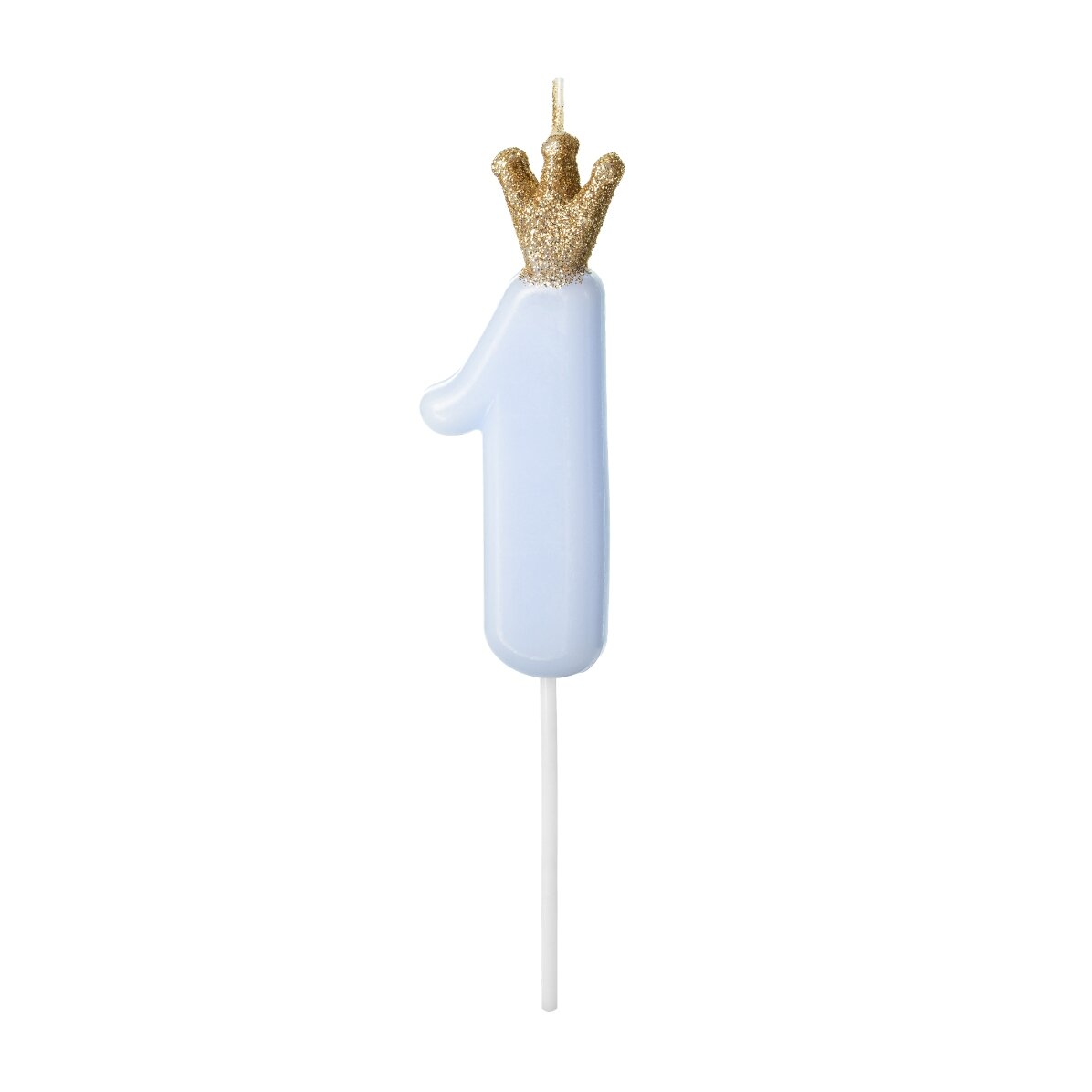 Bougies pour gâteau - Chiffre bleu avec une couronne, 9,5 cm
