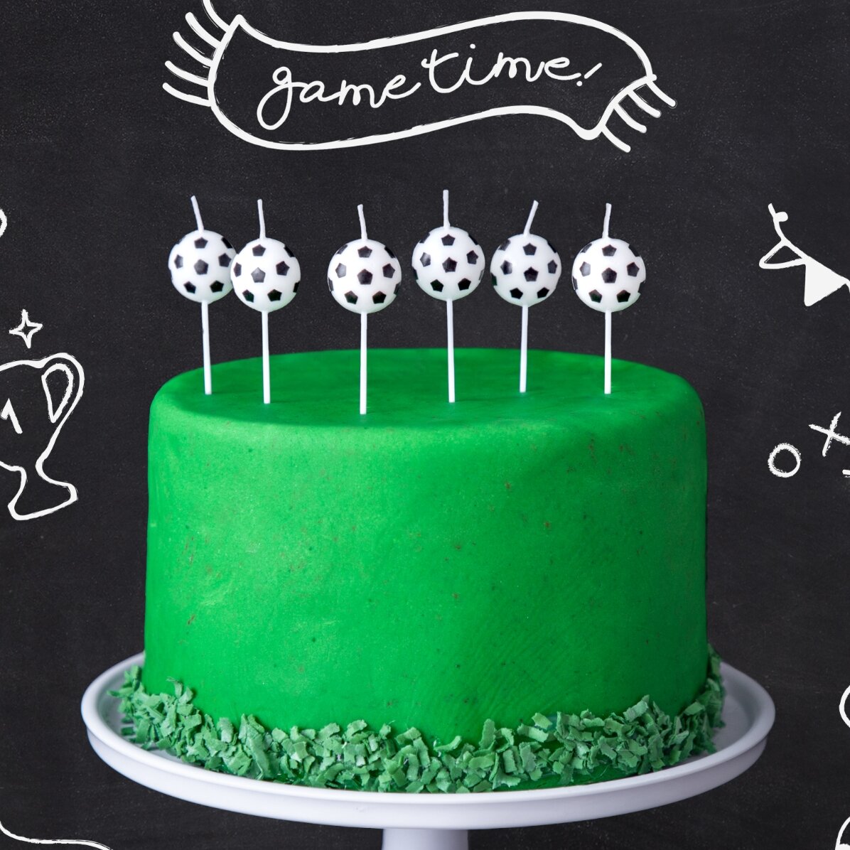 Bougies pour gâteau - 6 ballons de football