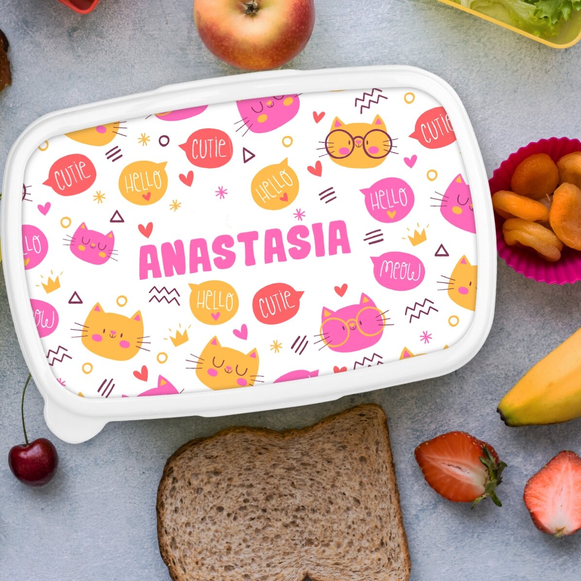 Boîte à repas, barquette personnalisée avec prénom - Hello cuties
