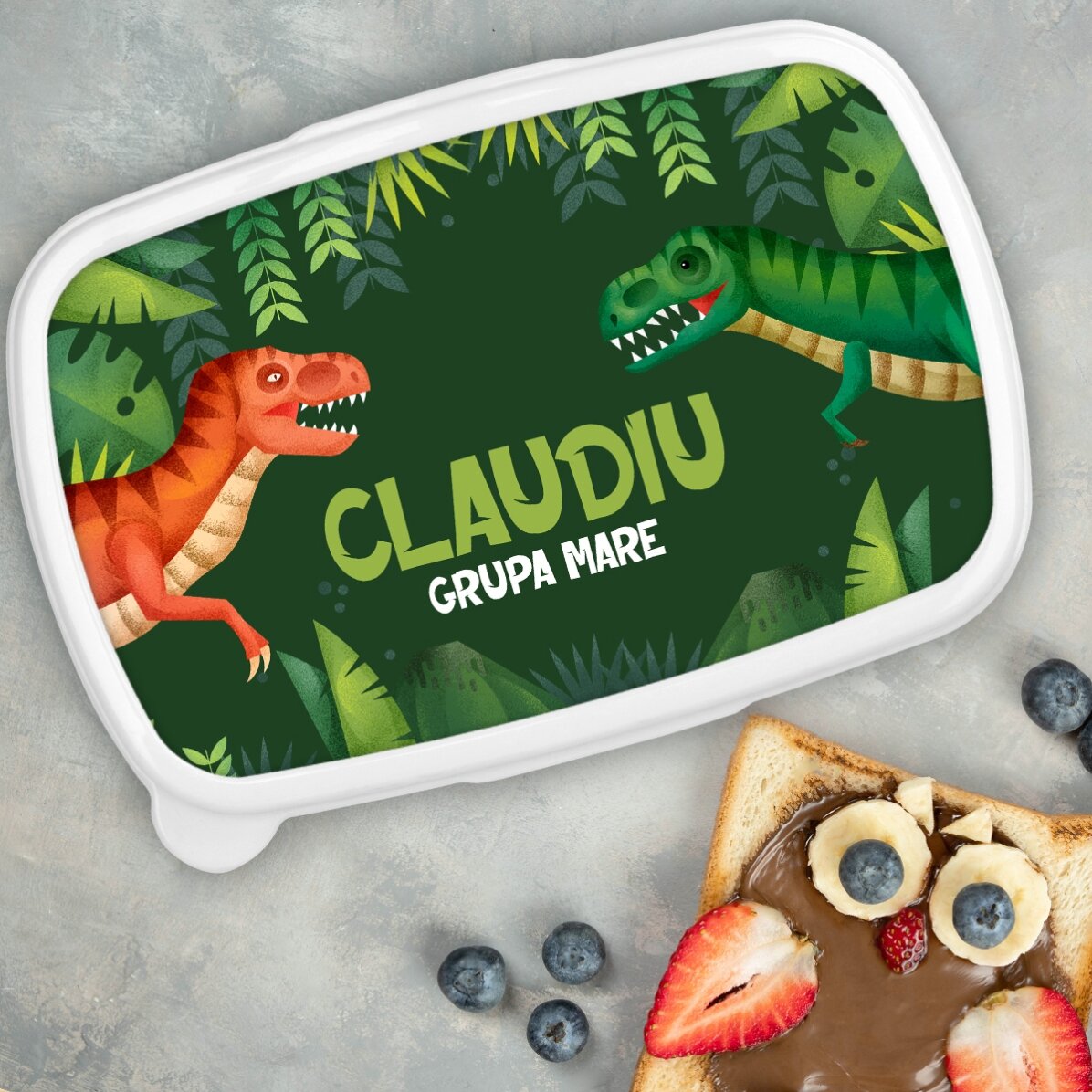 Boîte à repas, boîte à repas personnalisée avec inscription - Dinosaure T-Rex