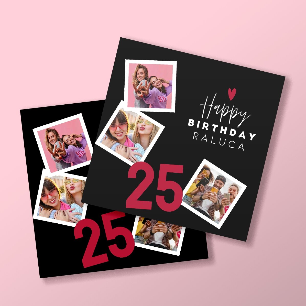Aimant 10 x 10 personnalisé avec 3 photos et un texte - Joyeux anniversaire !