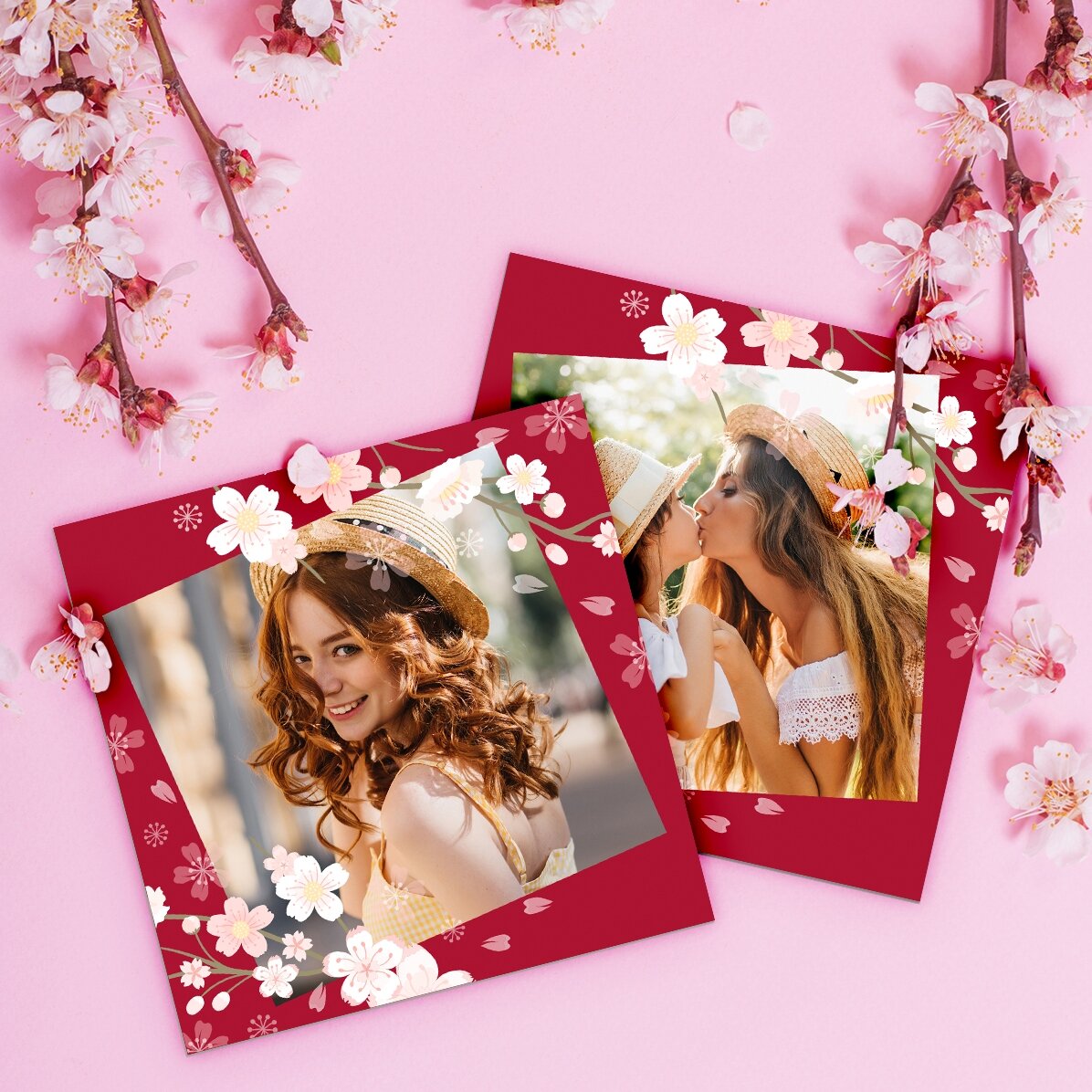 Aimant 10 x 10 personnalisé avec une photo - Fleurs de cerisier