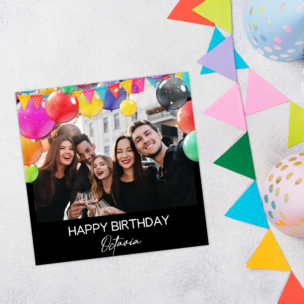 Aimant 10 x 10 personnalisé avec une photo et un texte - Joyeux anniversaire