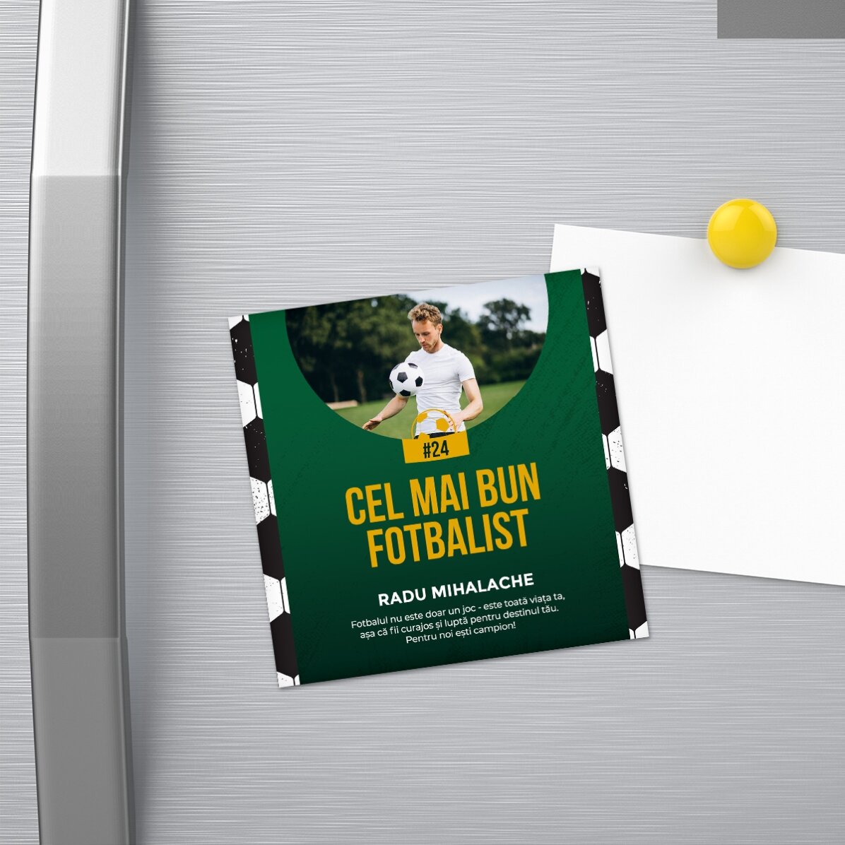 Aimant 10 x 10 personnalisé avec photo et texte - Football