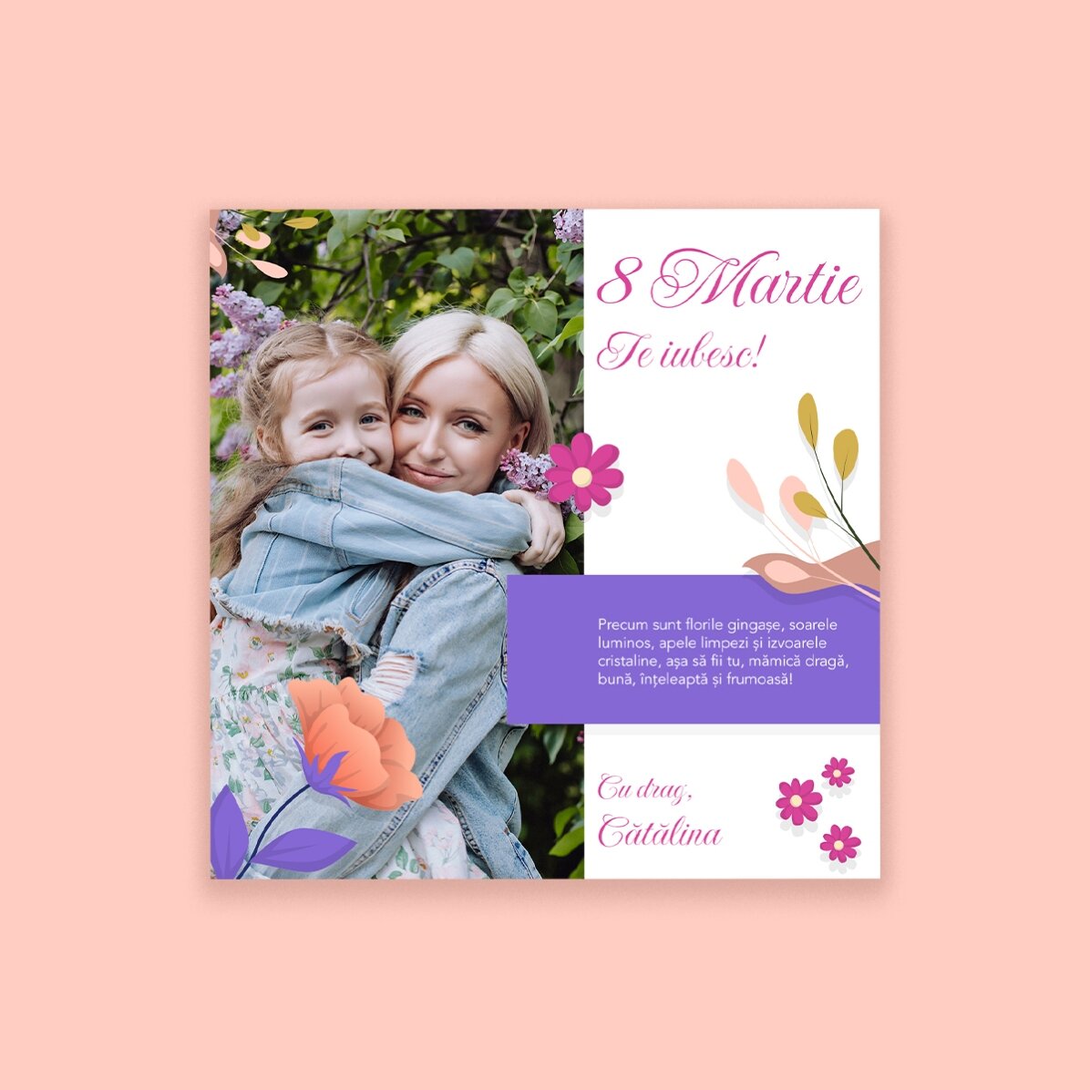 Aimant 10 x 10 personnalisé avec photo et texte - Joyful