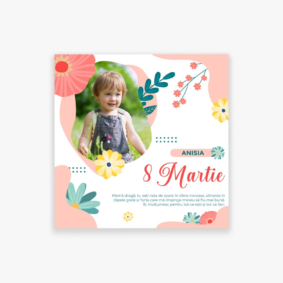 Aimant 10 x 10 personnalisé avec photo et texte - Lovely spring