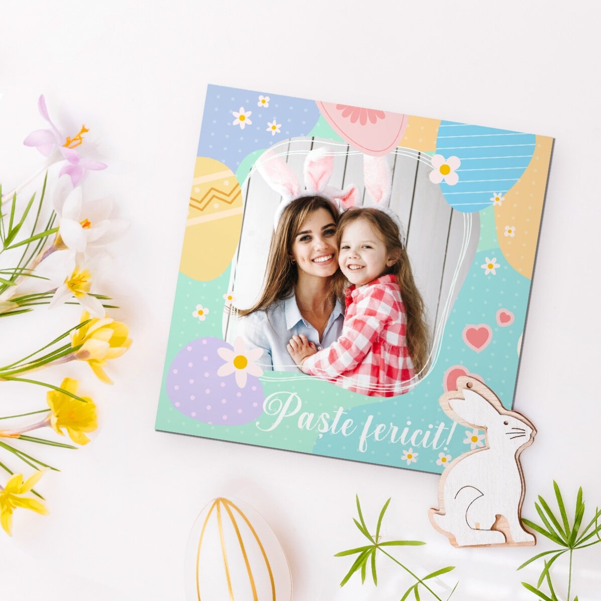 Aimant 10 x 10 personnalisé avec photo et texte - Joyeuses Pâques