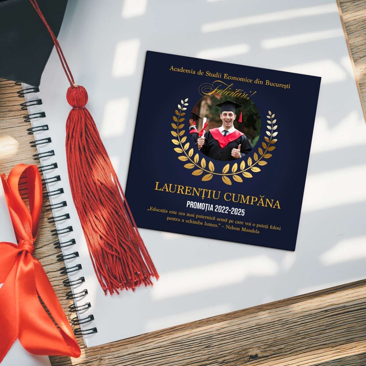 Aimant 10 x 10 personnalisé avec une photo et un texte pour la remise des diplômes