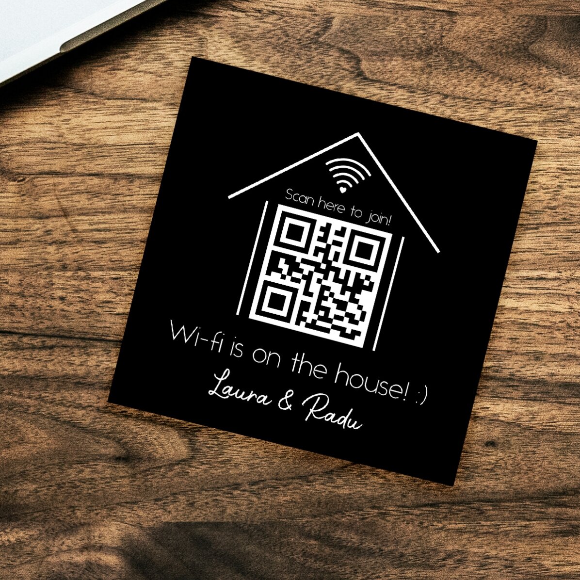 Aimant 10 x 10 personnalisé avec texte et code QR - « Scan for Wifi »