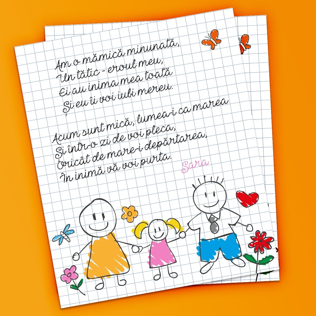 Aimant personnalisé de 10 x 12 cm avec un poème pour les parents - Petite fille