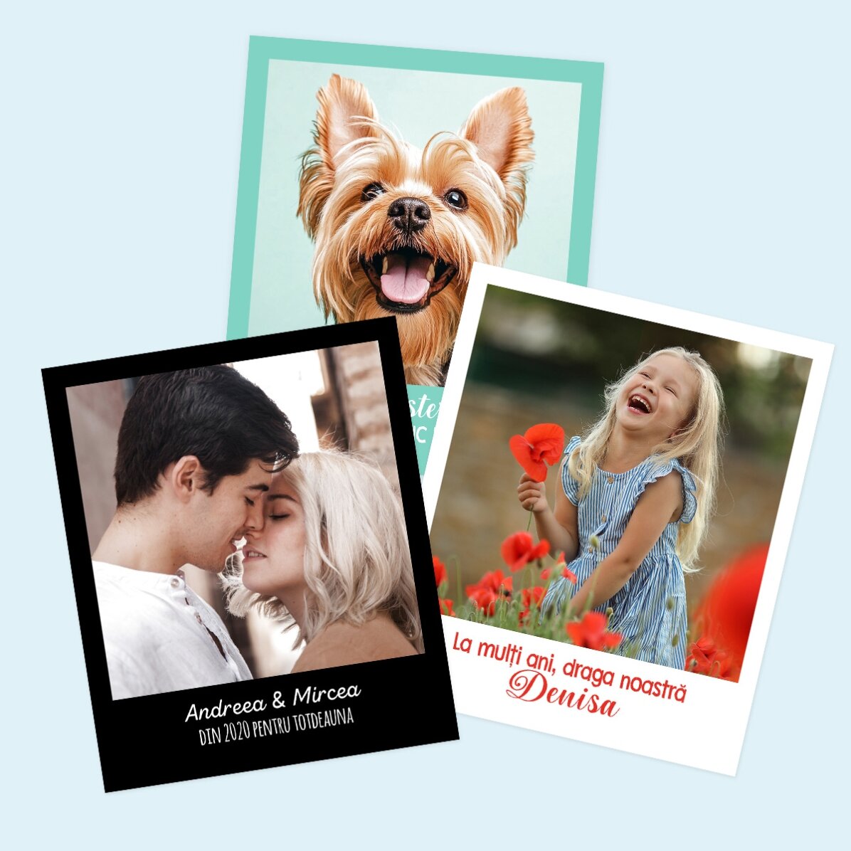 Aimant personnalisé de 10 x 12 cm avec une photo et un texte - format Polaroid