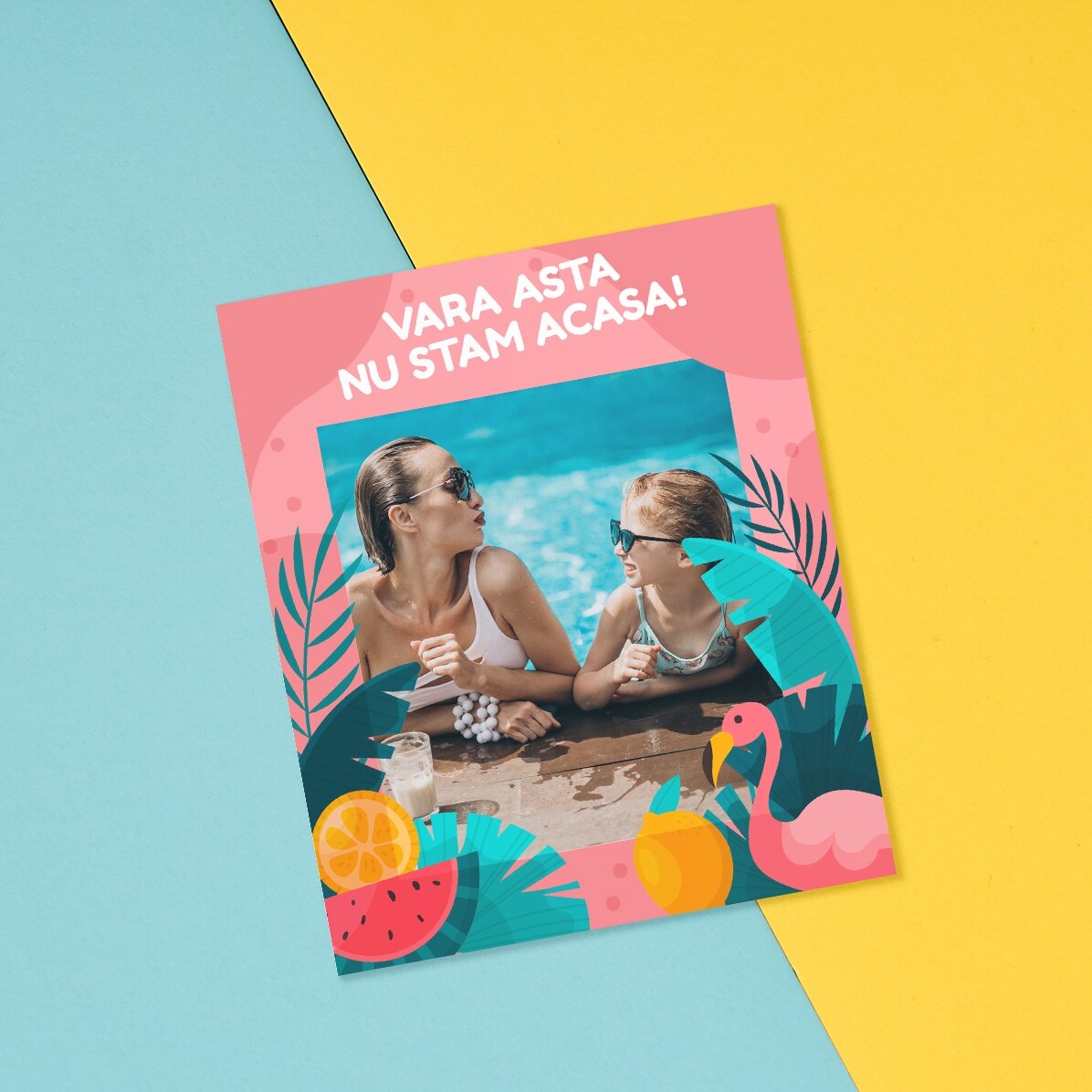 Aimant personnalisé de 10 x 12 cm avec une photo et un texte - Summer fun