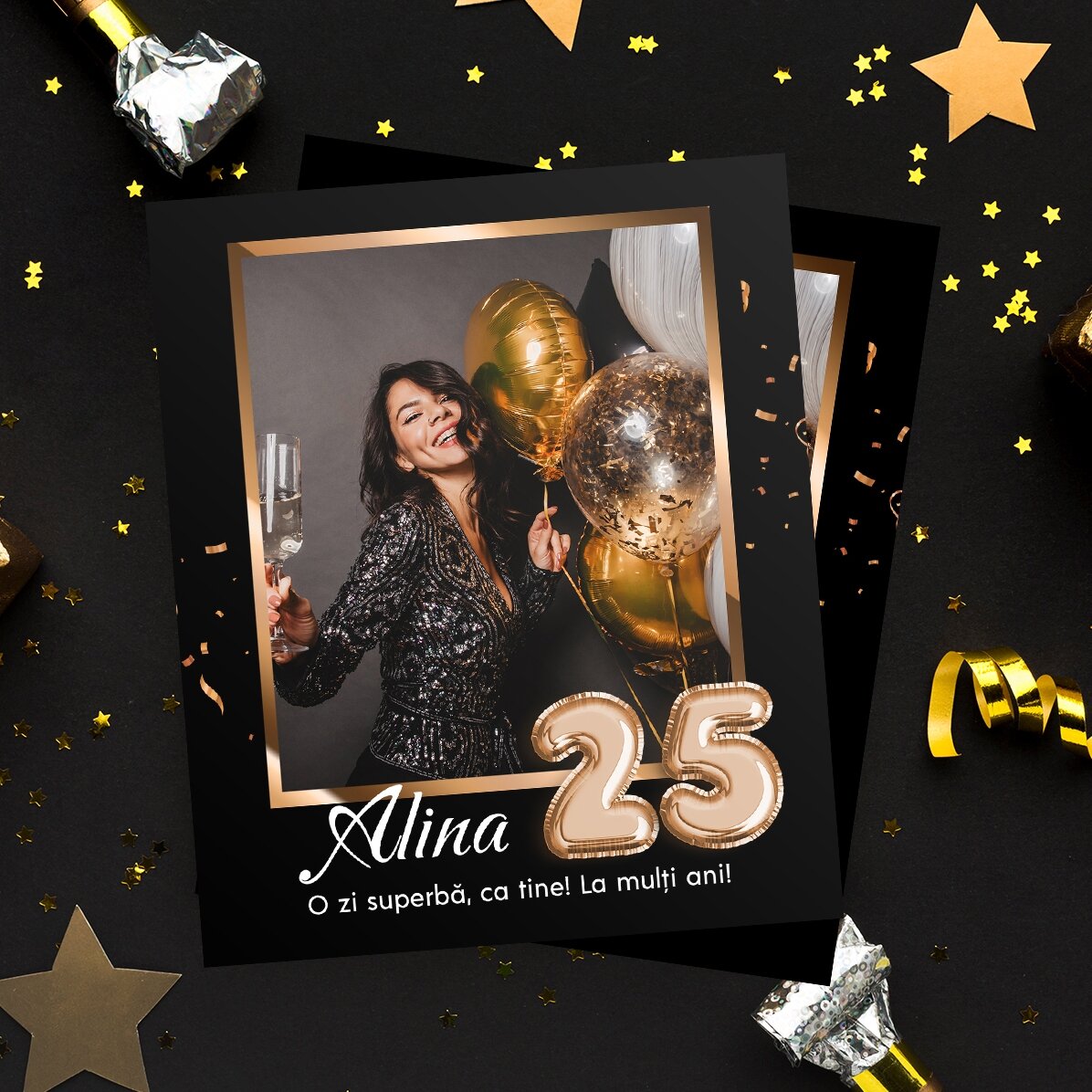 Aimant personnalisé de 10 x 12 cm avec une photo et un chiffre - Joyeux anniversaire !