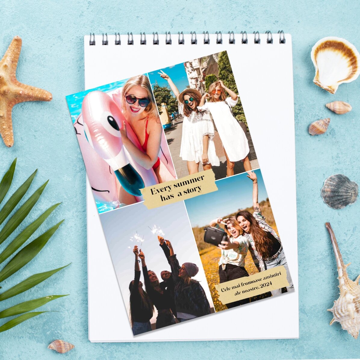 Aimant personnalisé de 10 x 15 cm avec 4 photos et des messages
