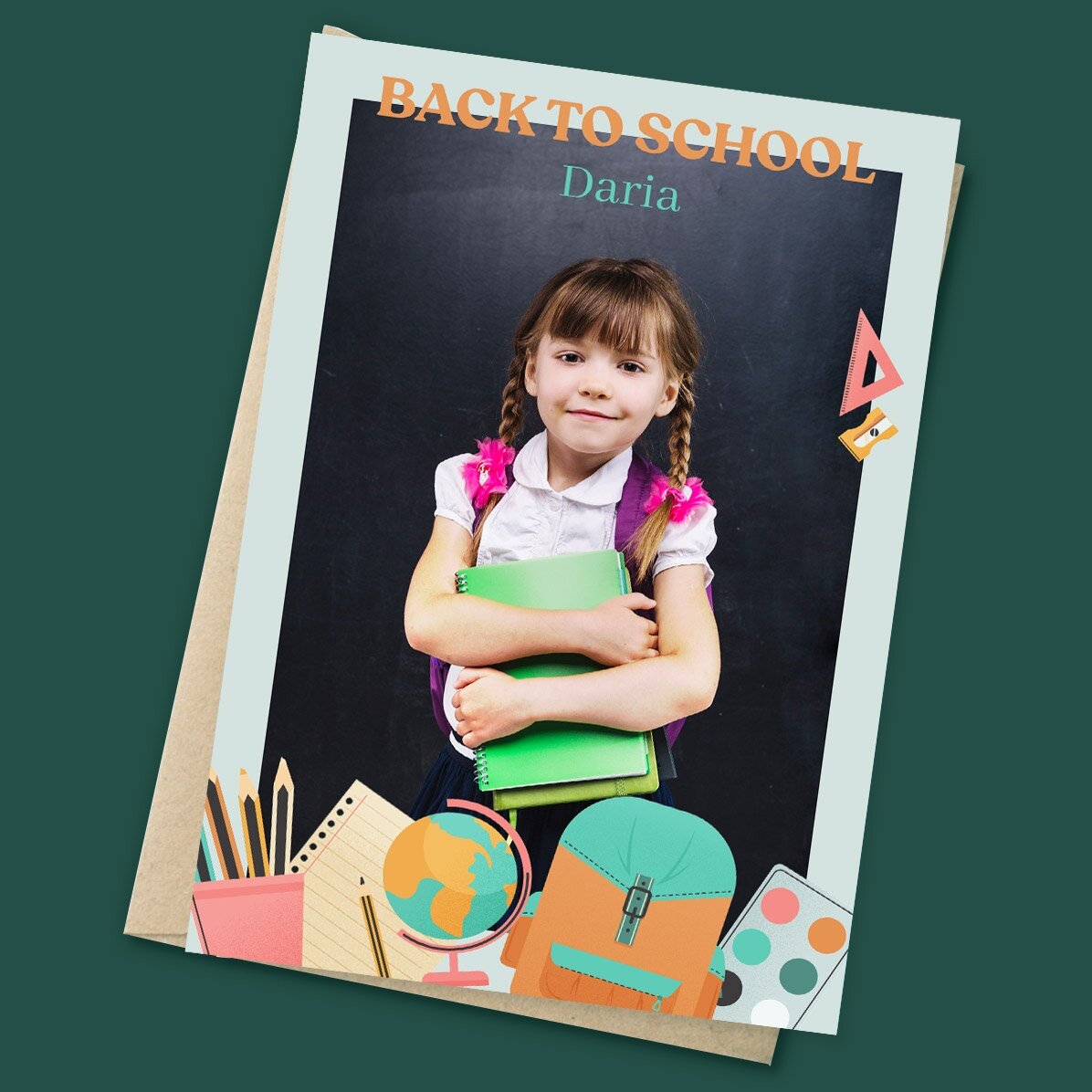 Aimant personnalisé de 10 x 15 cm avec une photo et un texte - Rentrée scolaire