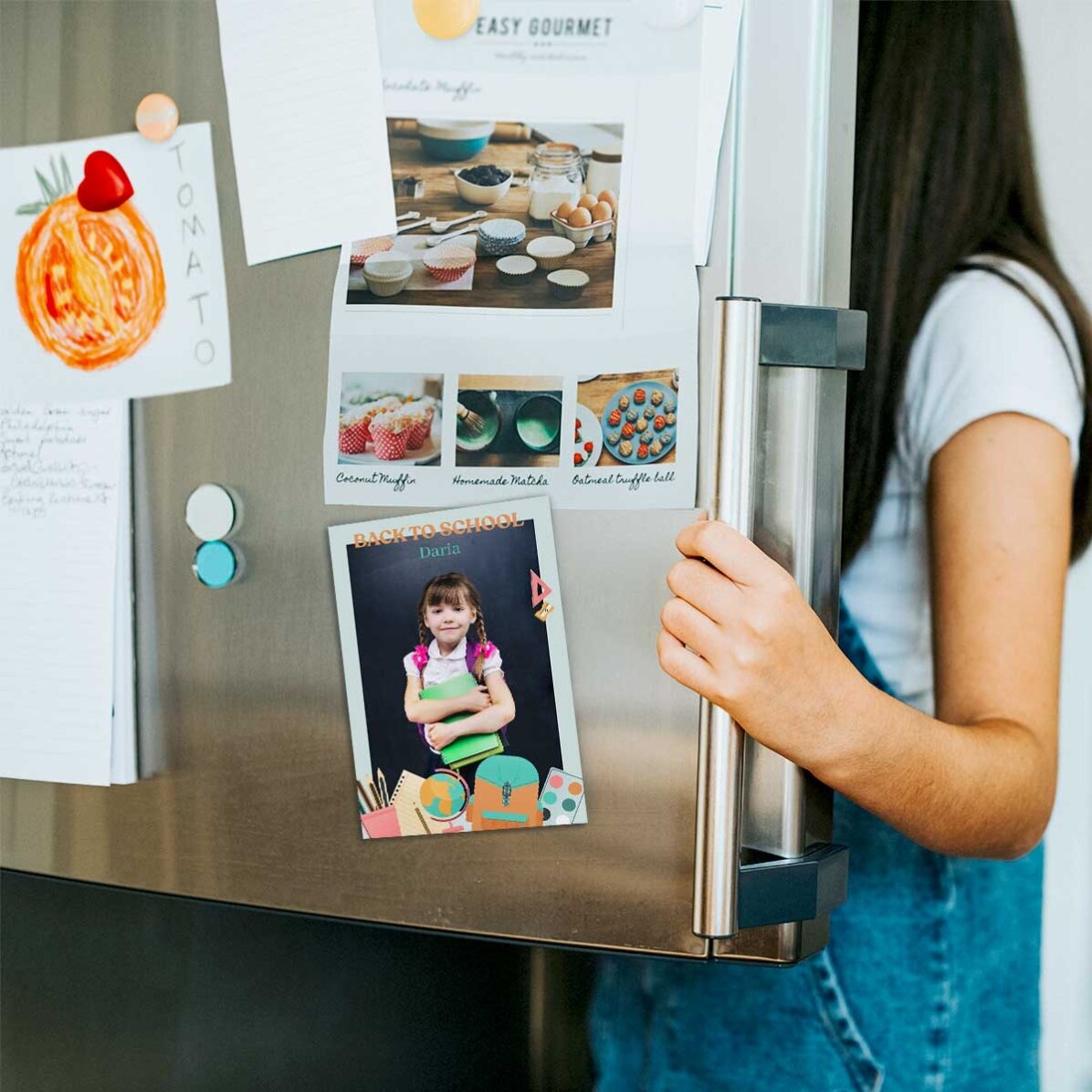 Aimant personnalisé de 10 x 15 cm avec une photo et un texte - Rentrée scolaire
