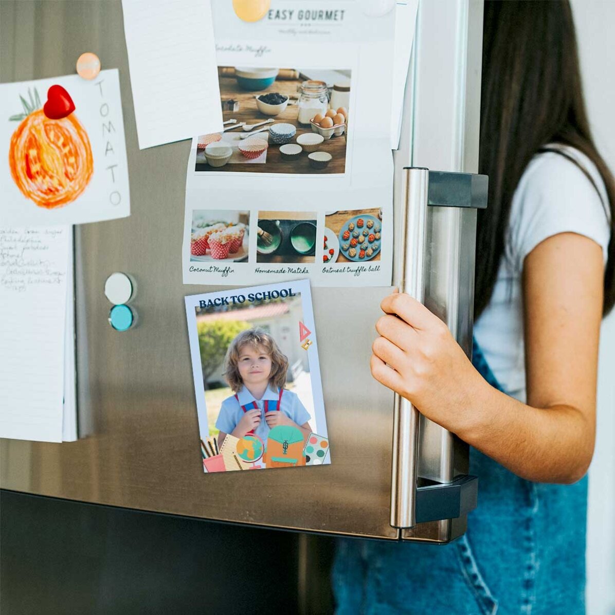Aimant personnalisé de 10 x 15 cm avec une photo et un texte - Rentrée scolaire