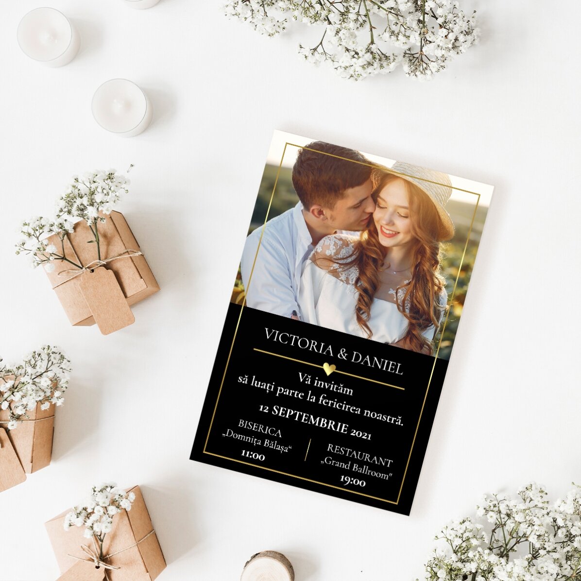Aimant personnalisé de 10 x 15 cm avec une photo et un texte - Invitation