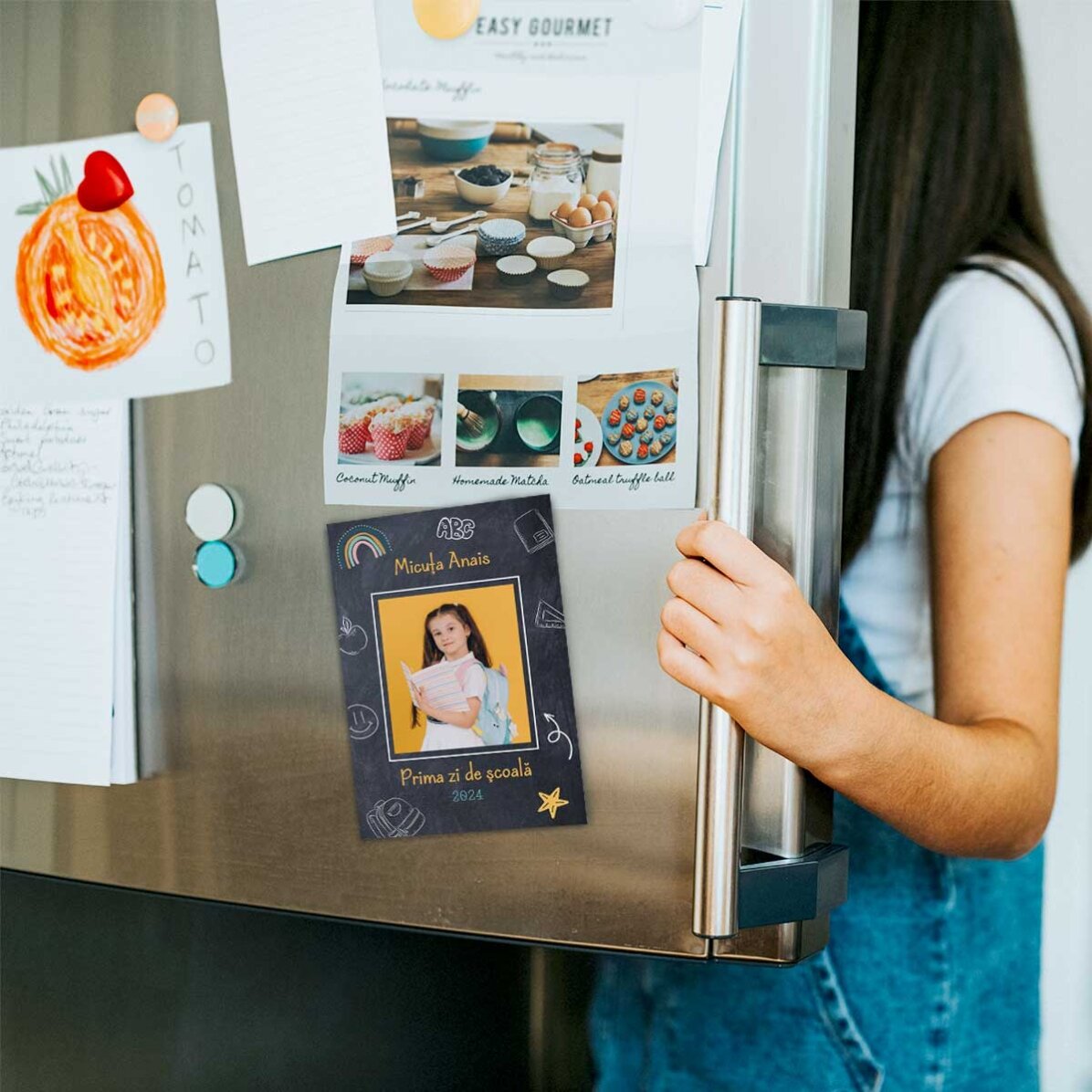Aimant personnalisé de 10 x 15 cm avec une photo et un texte - École