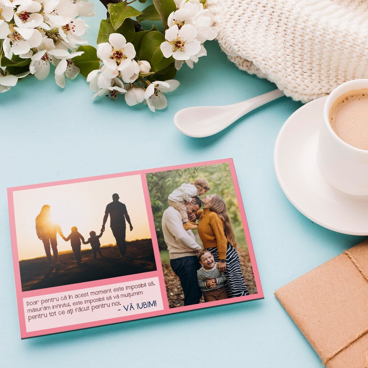Aimant personnalisé de 10 x 15 cm avec un texte et 2 photos - Merci !