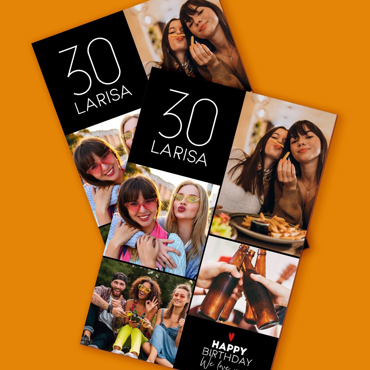 Aimant personnalisé de 10 x 15 cm avec un texte et 4 photos - Joyeux anniversaire