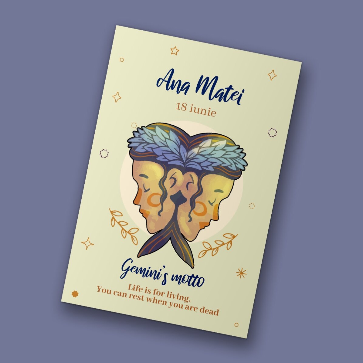 Aimant personnalisé 10 x 15 cm avec inscription - Signe du zodiaque : Gémeaux