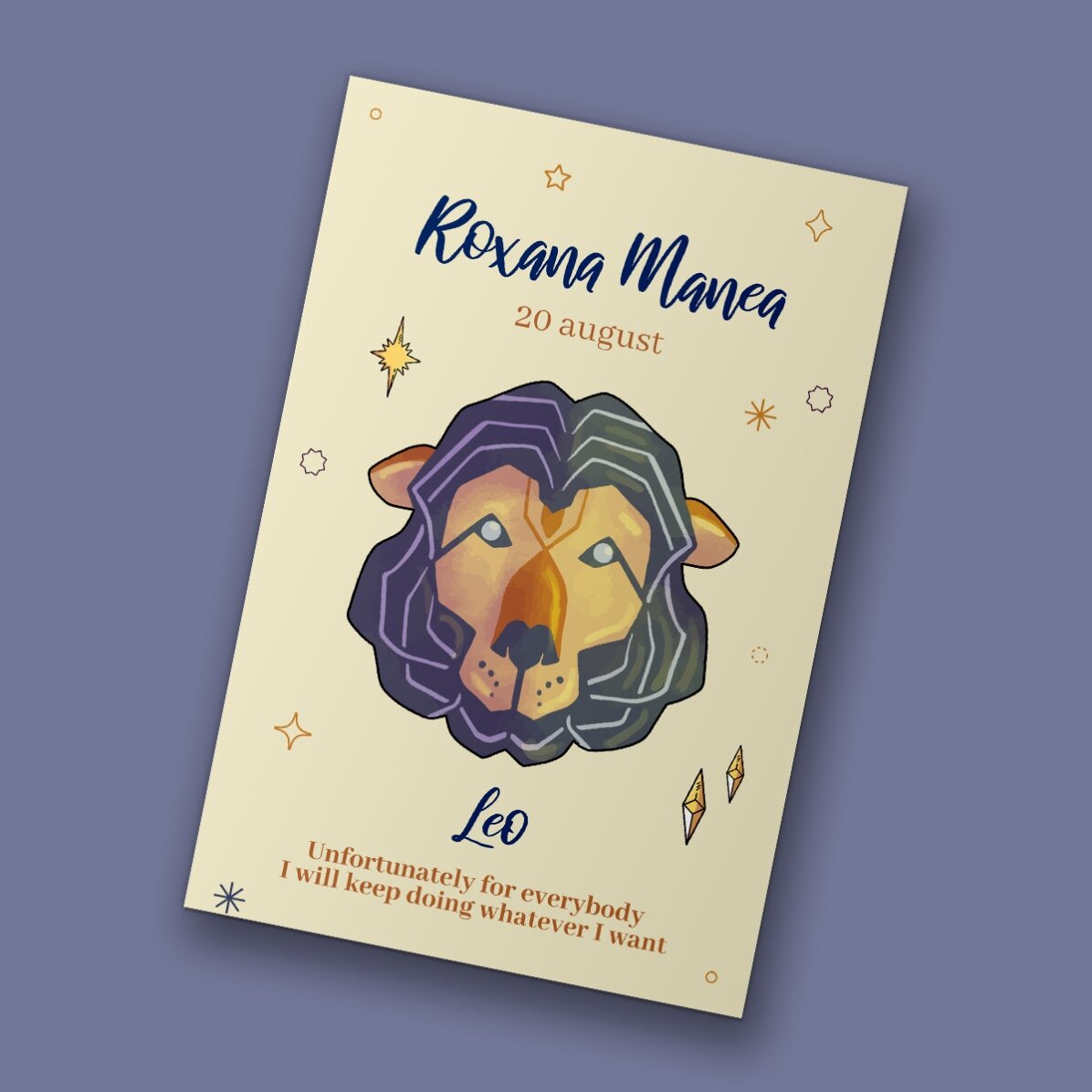 Aimant personnalisé 10 x 15 cm avec texte - Signe du Lion