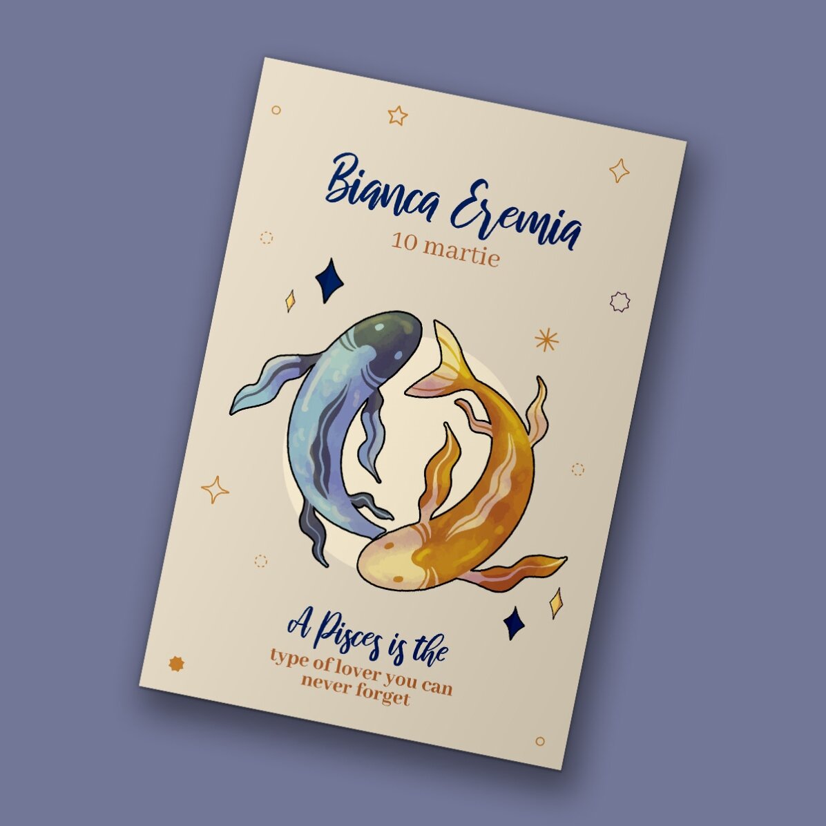 Aimant personnalisé 10 x 15 cm avec texte - Signe du Poisson